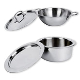 SAVYA HOME®Triply Tope with SS Lid (16cm)- 1.5 LTR, Triply Kadai with SS Lid (20cm)-1.6 L Combo | Stove & Induction Cookware |Heat Surround Cooking | Triply Stainless Steel cookware with lid